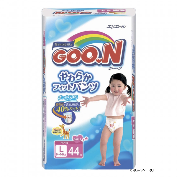 Подгузники-трусики GooN L для девочек (9-14 кг)